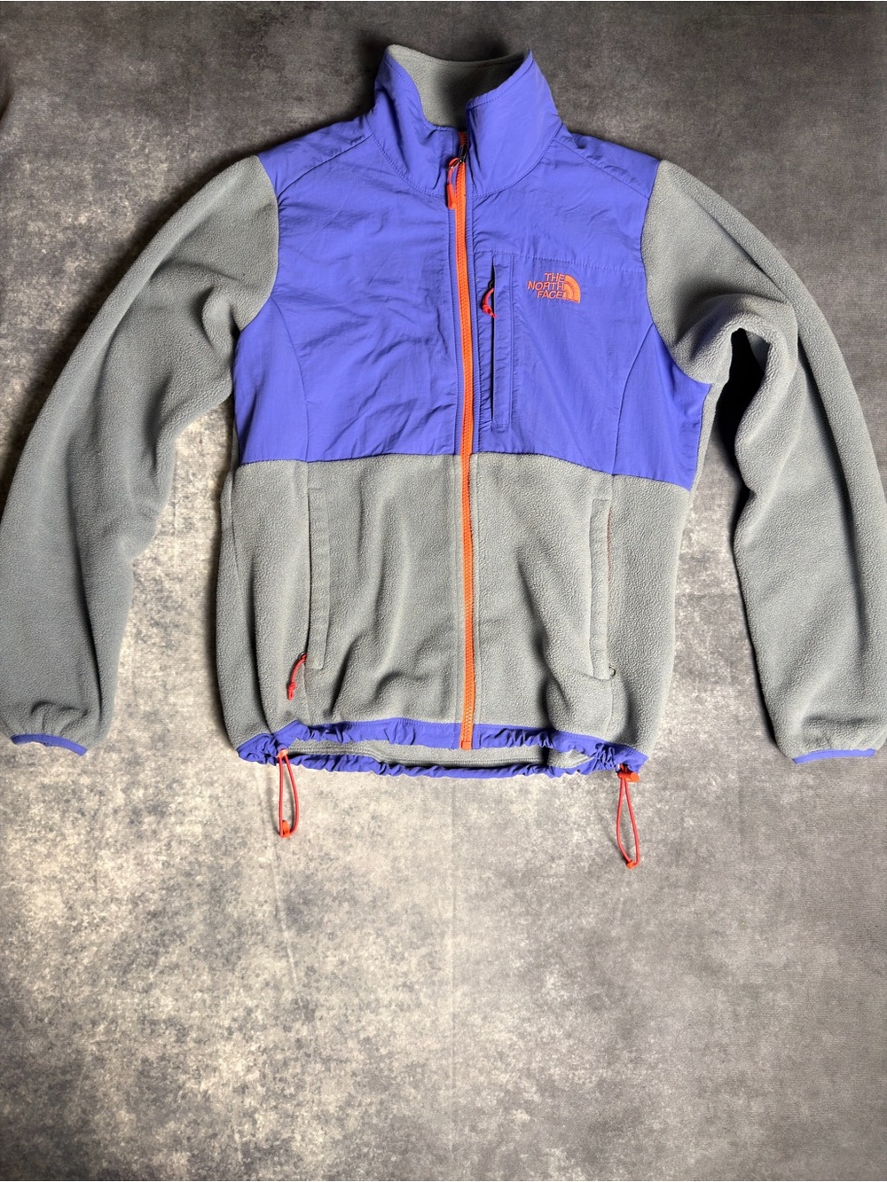 The North Face Women Two-Tone Gray & Purple Puffer Fleece Jacket with Orange Tri